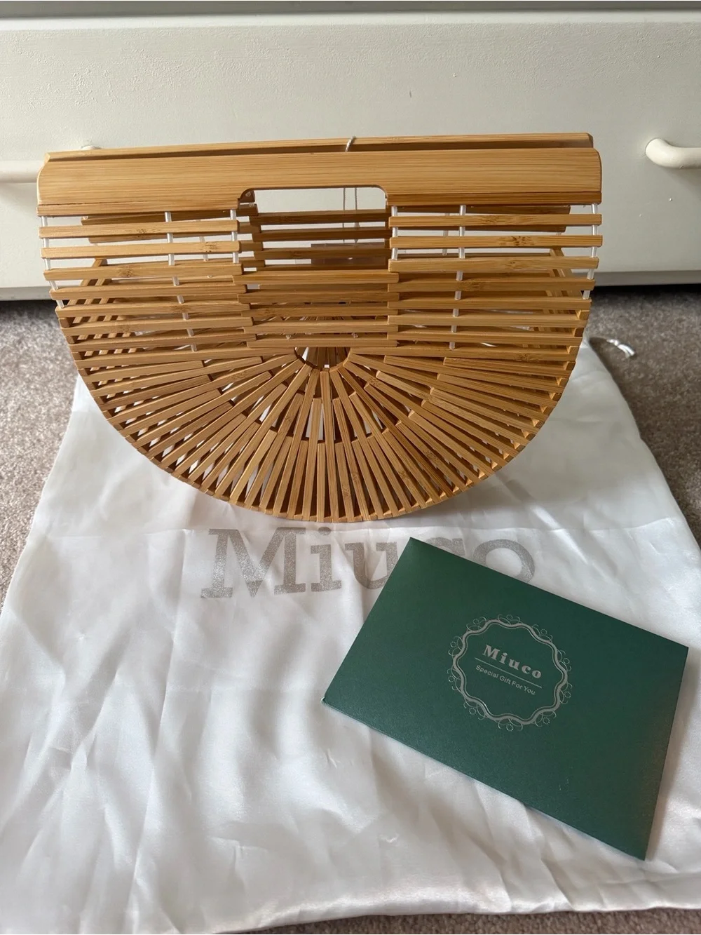 Bamboo Semi-Circle Handbag - Natural
